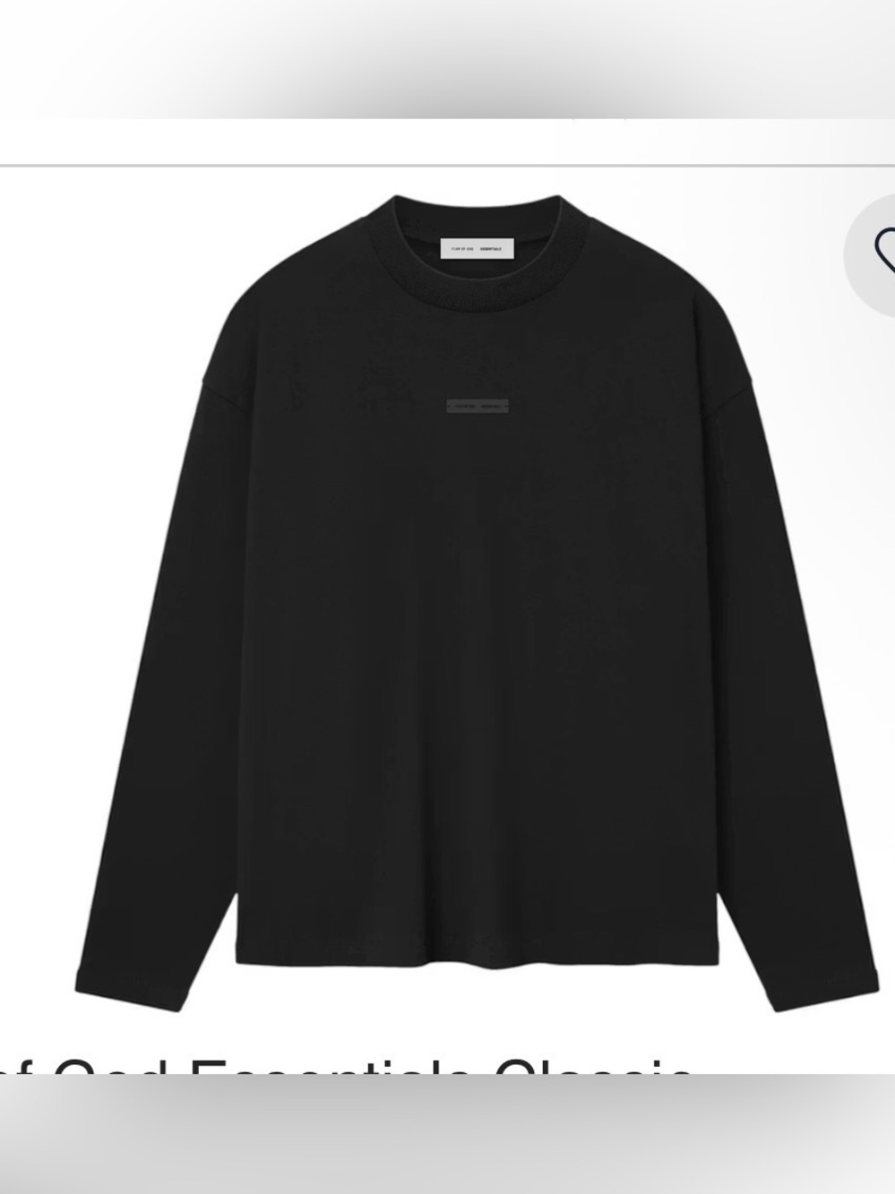 Fear Of God Essentials Black Long-Sleeve Crewneck Tee